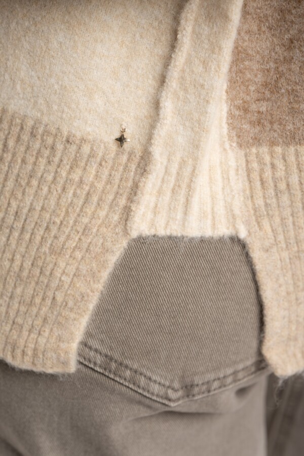 Sweater Color Block Beige Melange