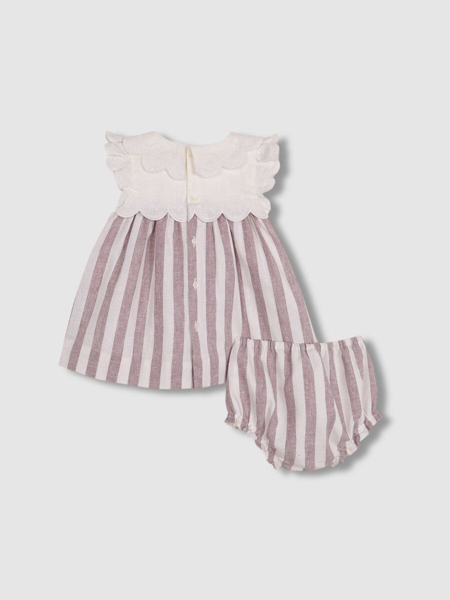 Vestido Combinado De Rayas Berenjena