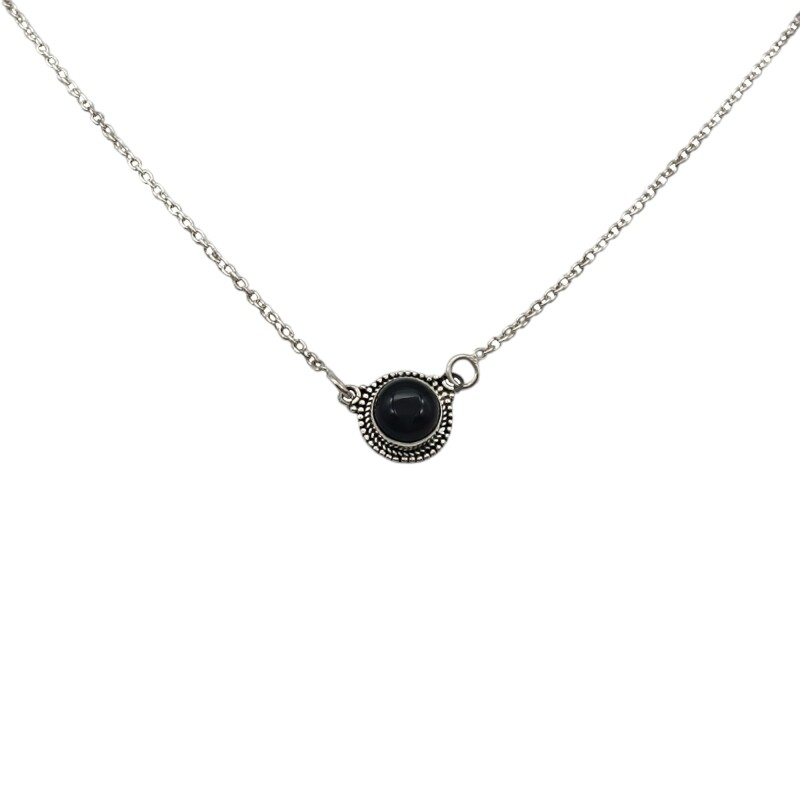 Conjunto colgante circulo labrado- Plata 925 - Piedra ojo de tigre- CJ3027 Conpiedra