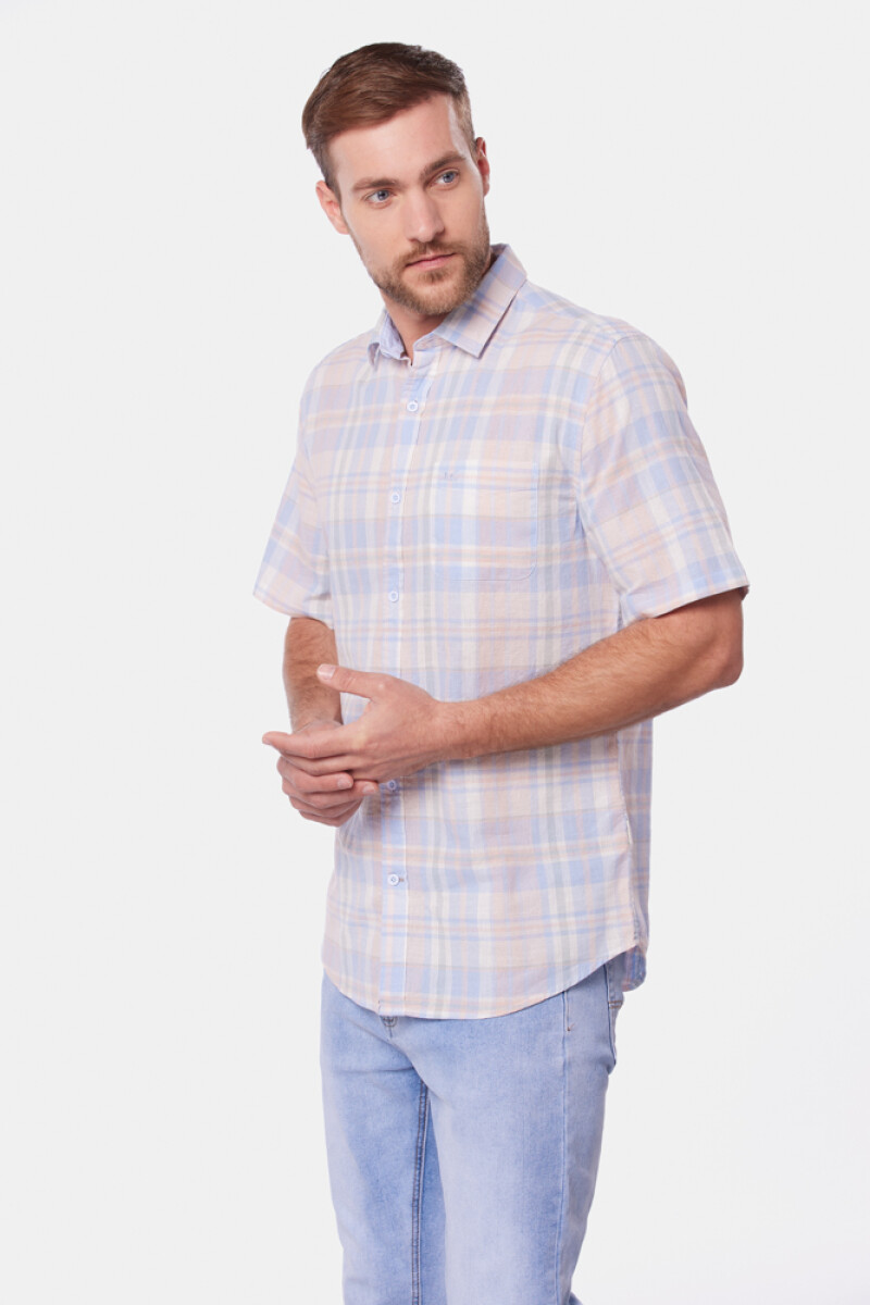 CAMISA DE LINO A CUADROS - Rosado 