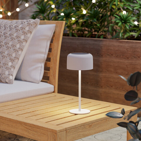 Lámpara de mesa blanco solar-USB 2,8W cálido IP44 EG3672