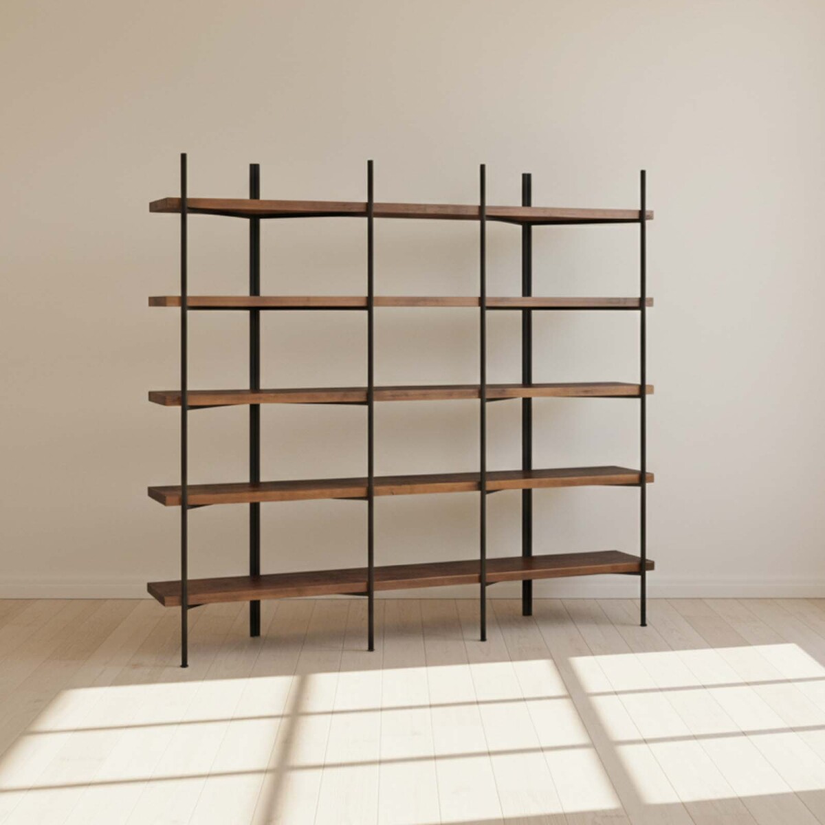 ESTANTERÍA BIBLIOTECA - MADERA-Y-METAL MARRON YORK CASTAÑO 