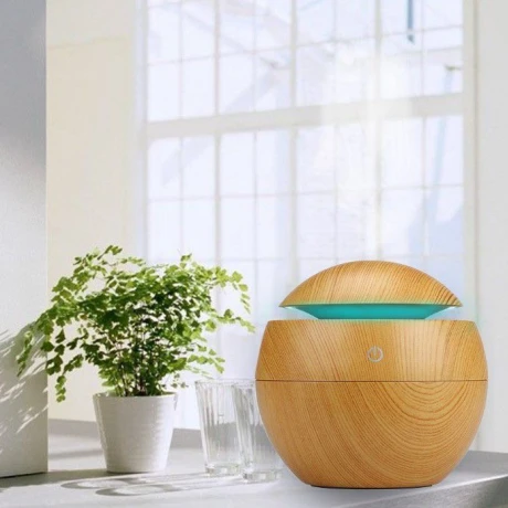 Humidificador Circular USB Con Led Efecto Madera Ø10cm 130ML Humidificador Circular USB Con Led Efecto Madera Ø10cm 130ML