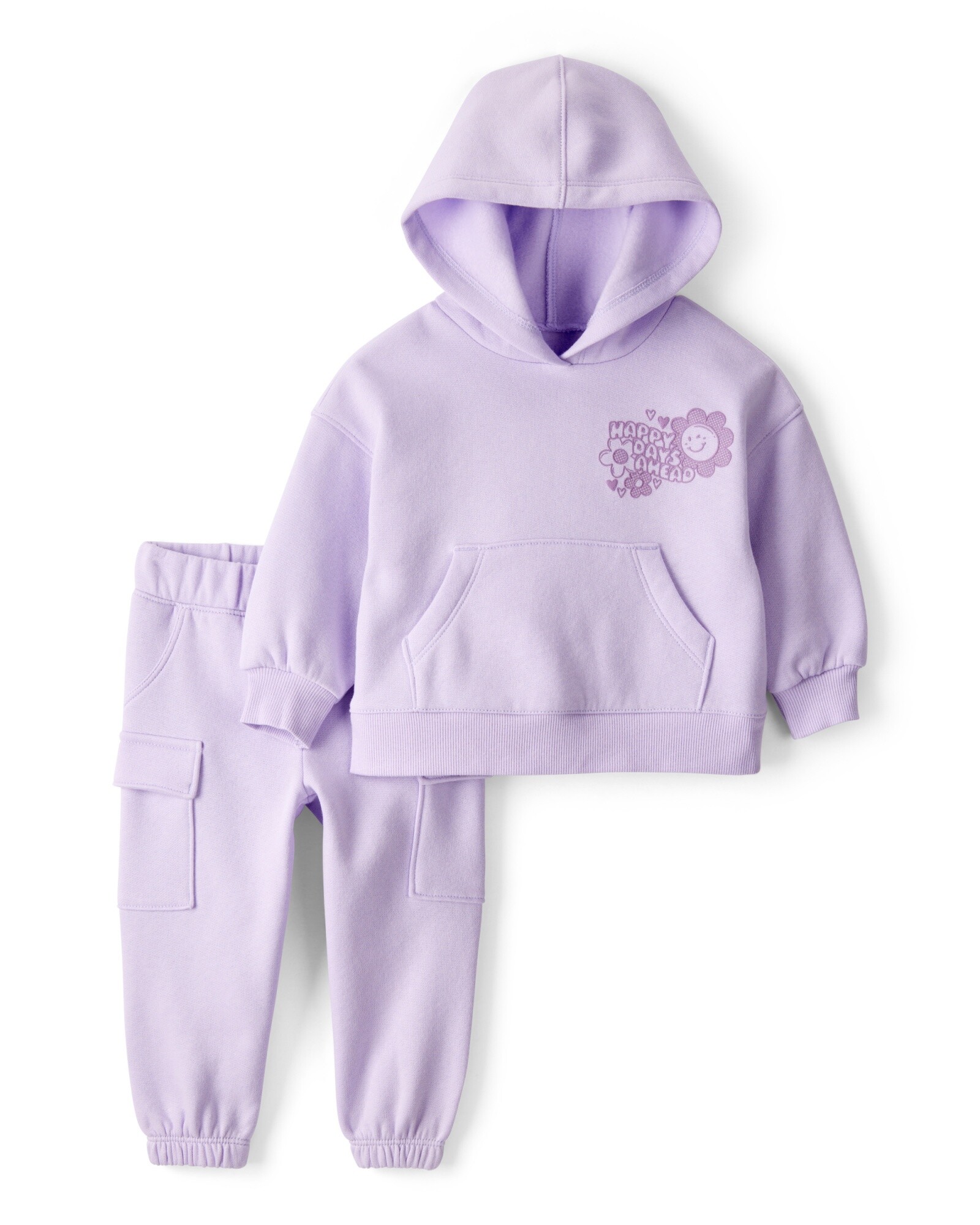 Set dos piezas de algodón, pantalón y canguro, púrpura Sin color