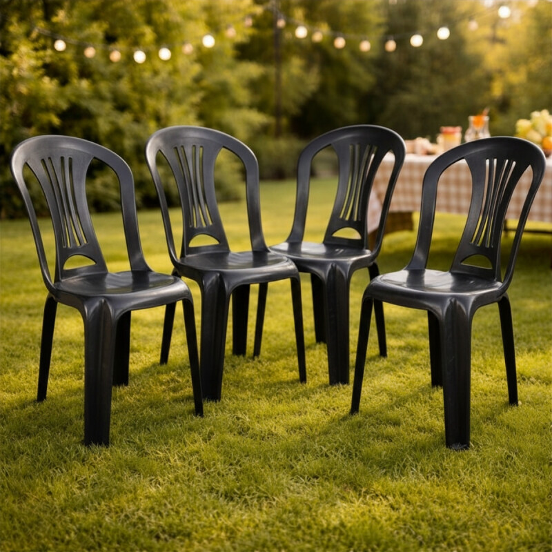 4 Silla Bistró sin apoya brazos NEGRO