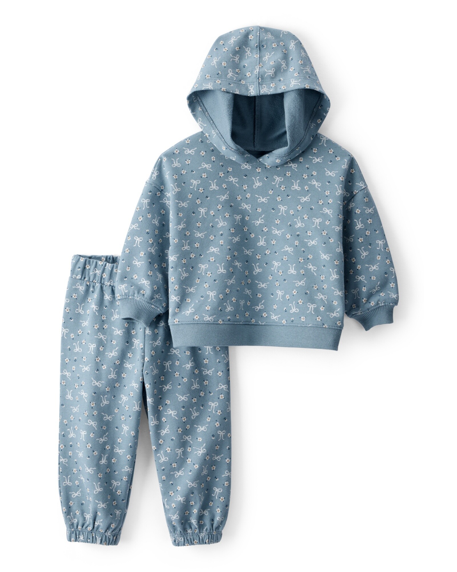 Set dos piezas de algodón, pantalón y buzo con capucha Sin color