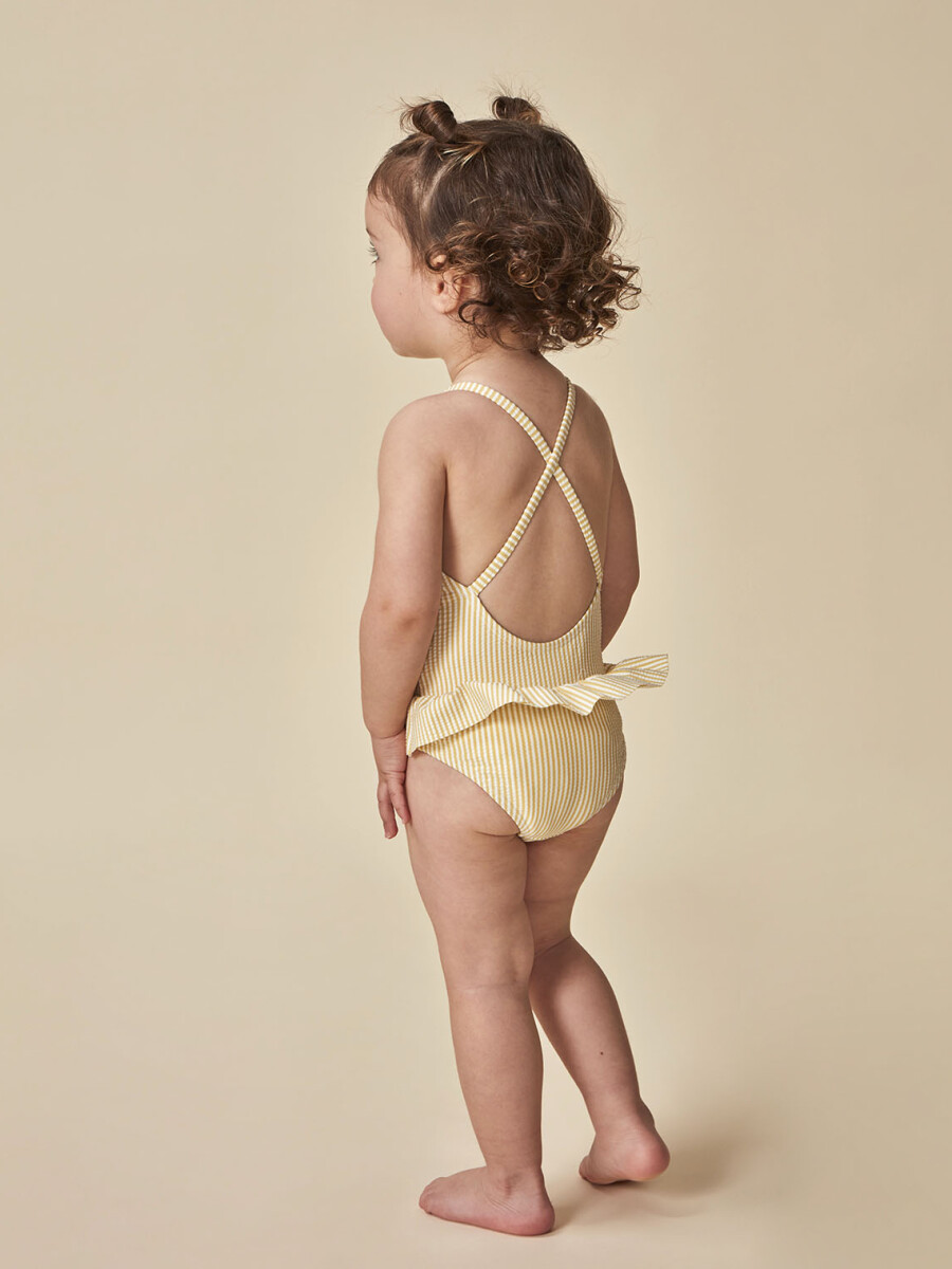 Traje De Baño Estampado Seersuker Amarillo Claro