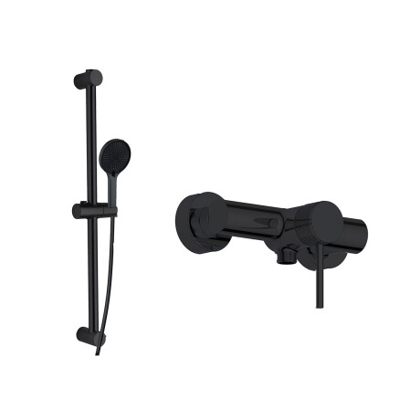 Griferia Ducha Exterior Con Barra Incl Telefono Y Flexible Color Negro Mate NEGRO