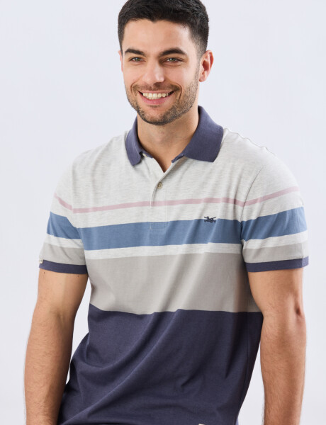 REMERA POLO RAYADA JERSEY Gris