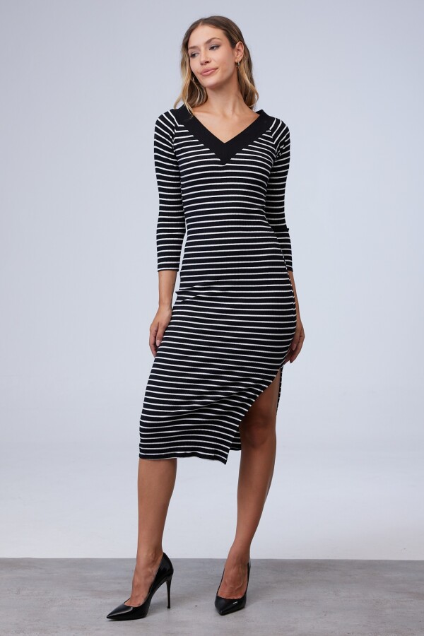 Vestido Midi Stripes NEGRO/BLANCO