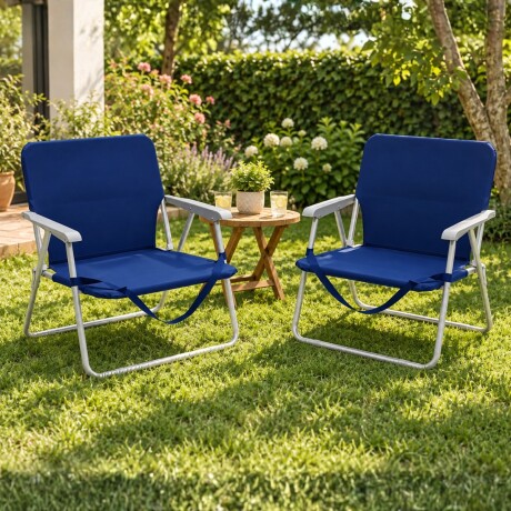Set x2 Silla Playa Plegable Portátil Con Correa Reforzada AZUL