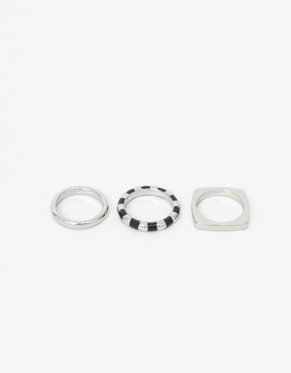 Set Anillos Metal Y Esmalte Color 