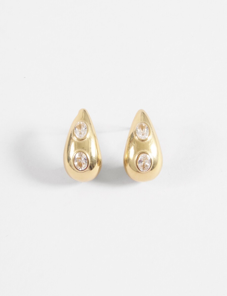 Aros gota strass acero - dorado 