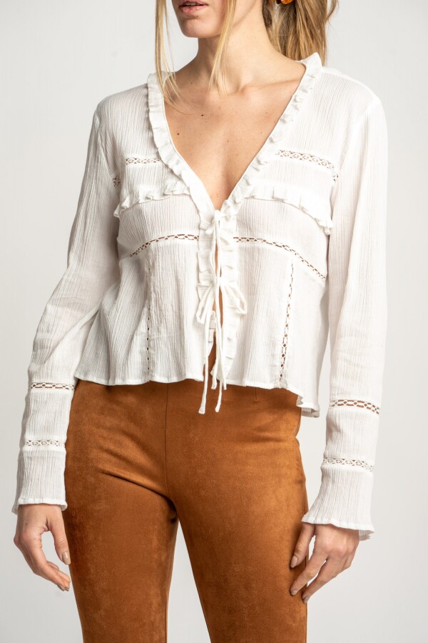 Blusa Encajes Algodón Nácar