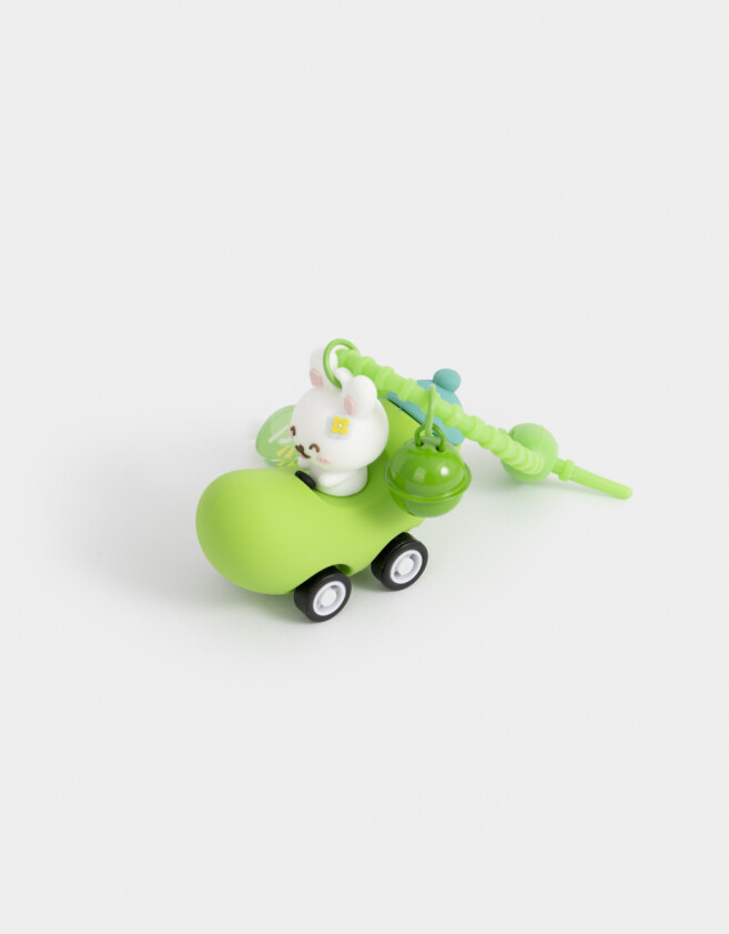 Llavero Lúdico Llavero Y Charm Conejito En Auto - Verde Manzana