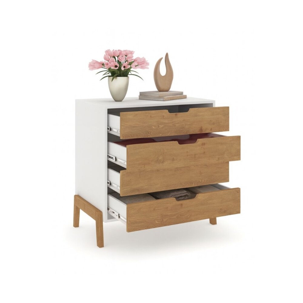 CÓMODA - 4 CAJONES LINEA WOOD BLANCO