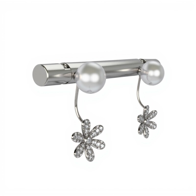 Caravanas Colgantes Perlas Flor- Plata 925 -CA4085 conperla