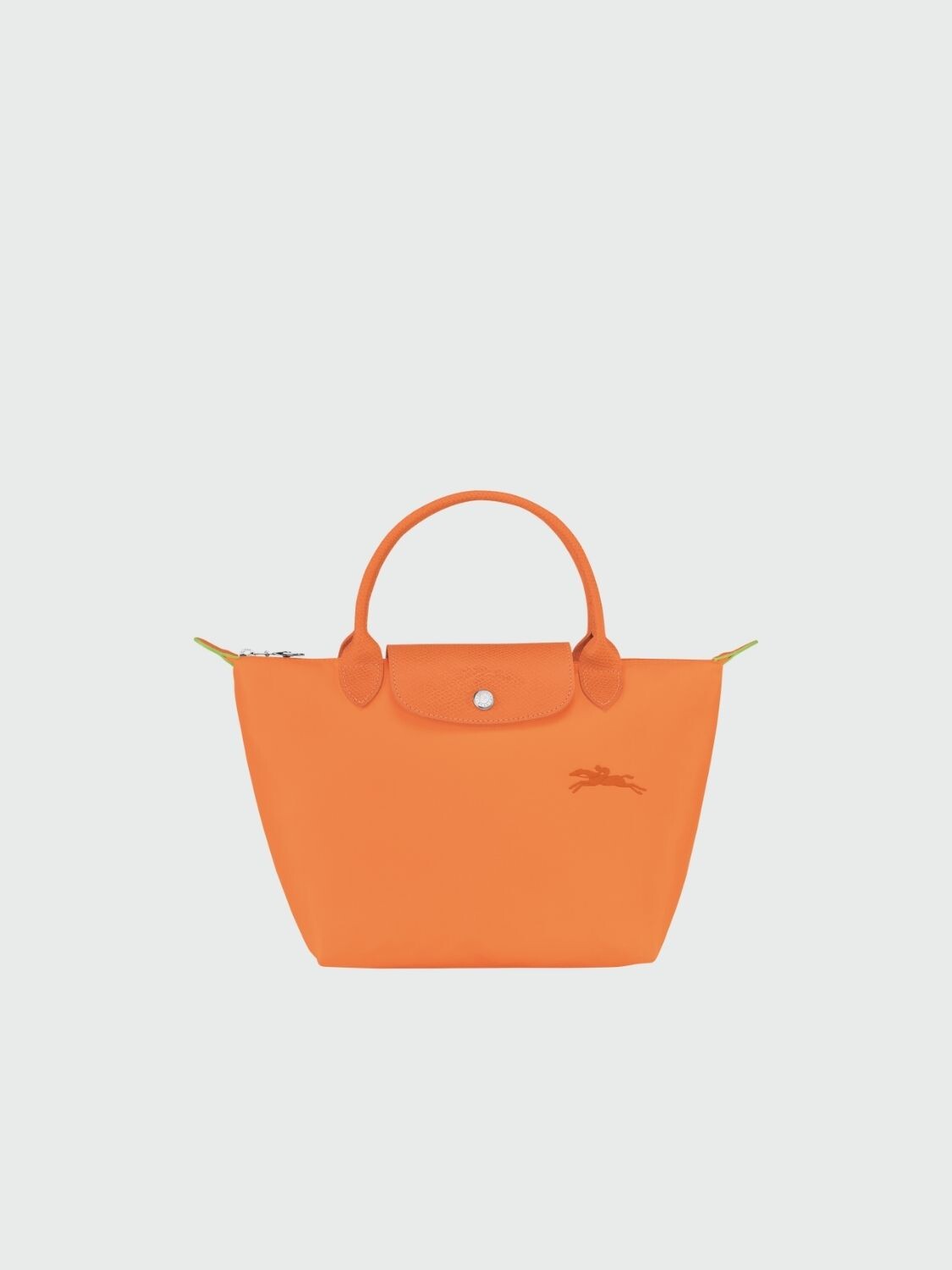 Longchamp -Cartera Longchamp plegable de nylon con cierre y asa corta, Le pliage green S Naranja