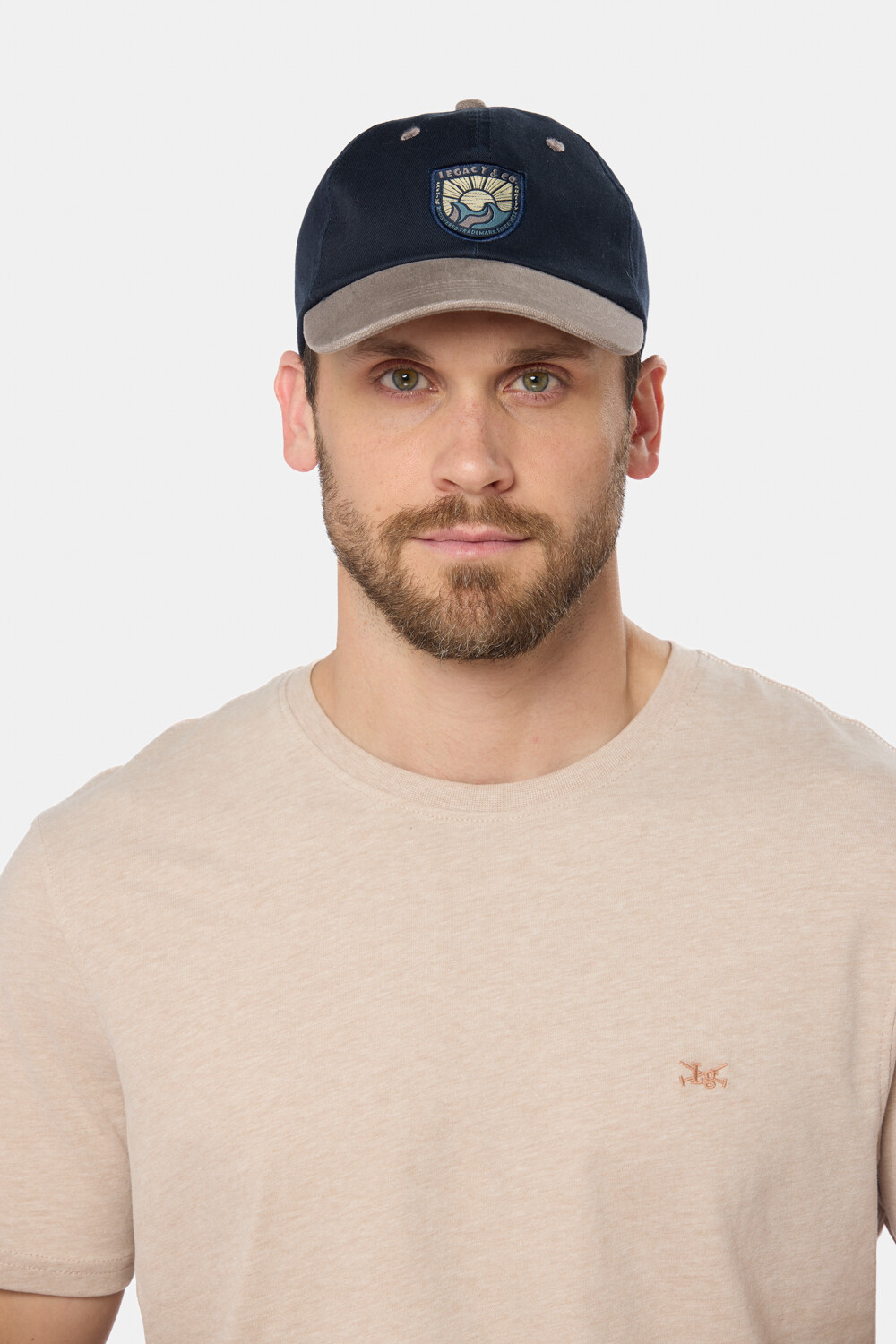 GORRO VISERA DE LONA CON PARCHE TEJIDO Azul