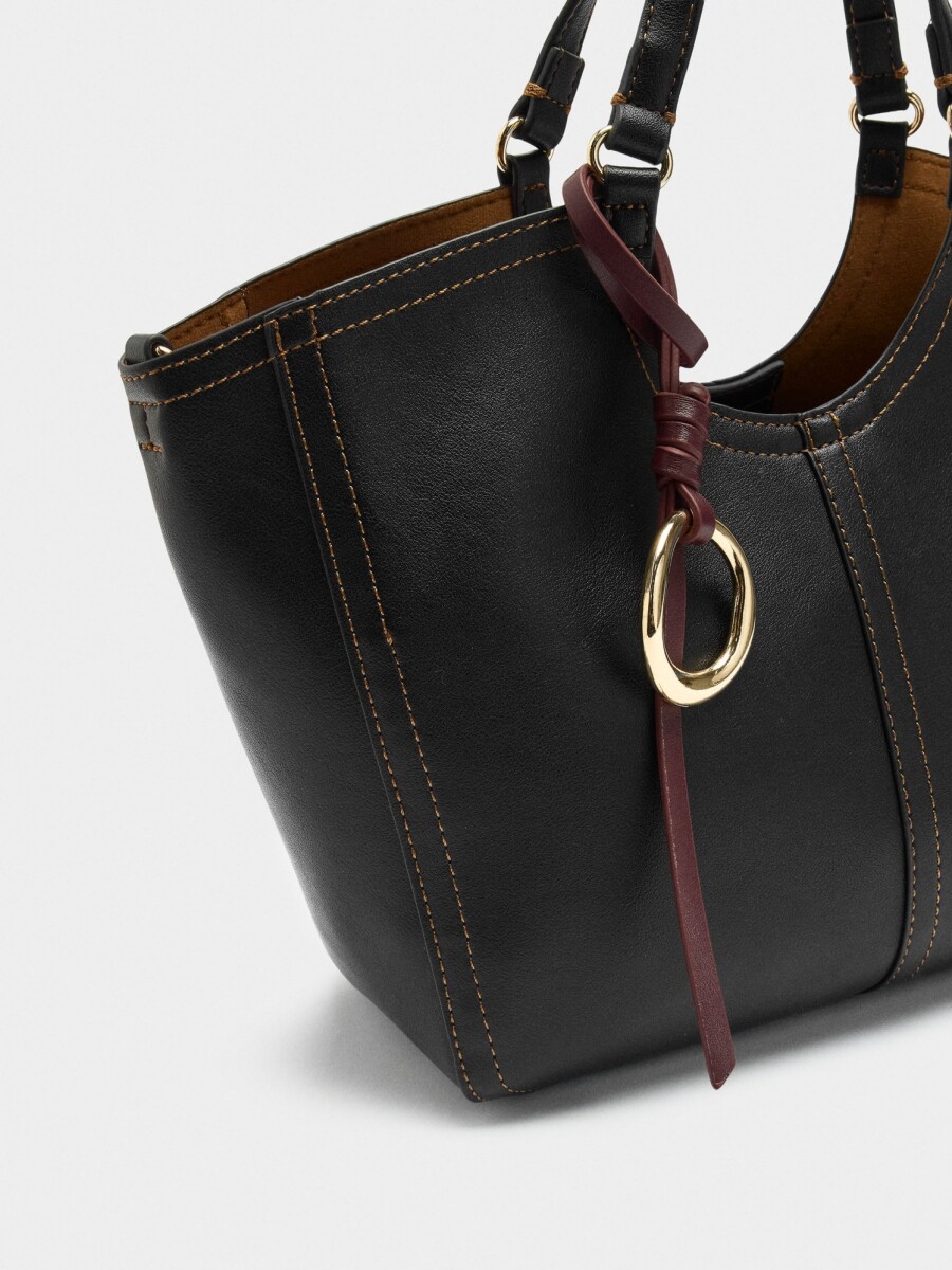 Bolso Tote Liso Con Cierre De Cremallera negro