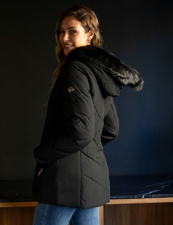 Campera Abrigo Faux Fur NEGRO