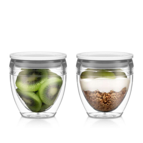 Set X2 Vaso Doble Pared 250Ml C/Tapa Colores Pavina