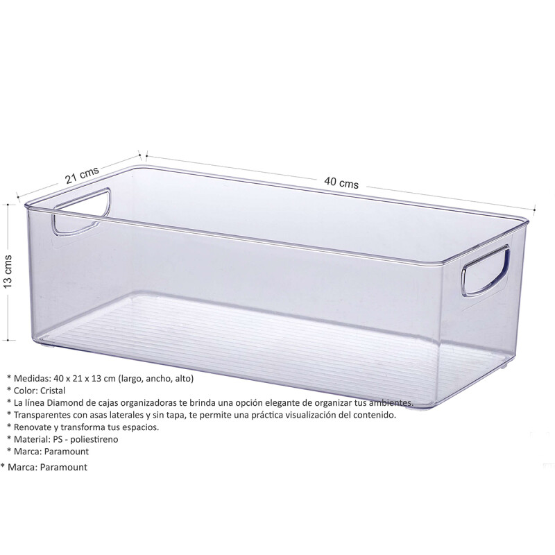 Caja organizadora acrilico grande 40 cms TRANSPARENTE