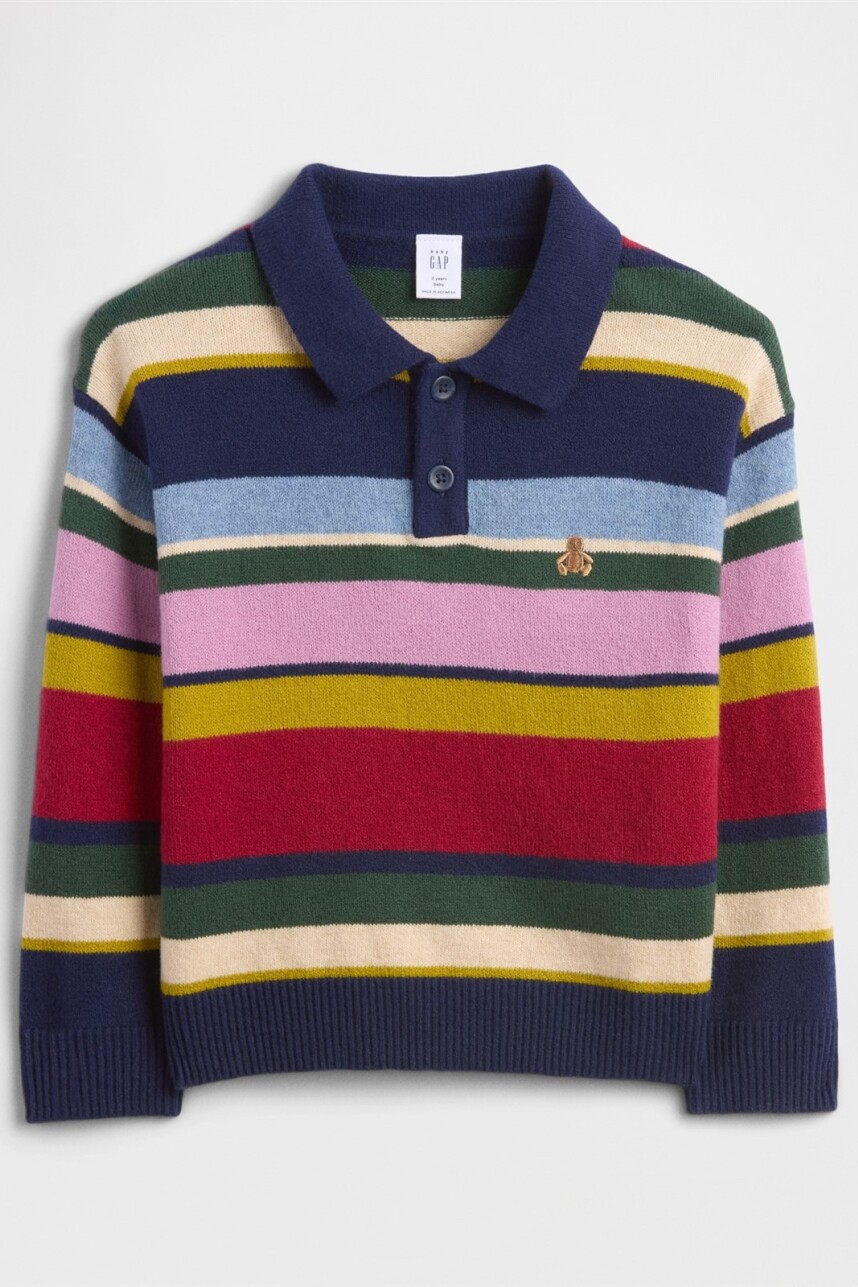 Buzo Tipo Polo Cashsoft Toddler Niño Tiny Stripe Burgundy