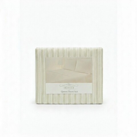 JGO SABANA ESTAMP BEIGE QUEEN 160X200+30CM 4PZAS Unica