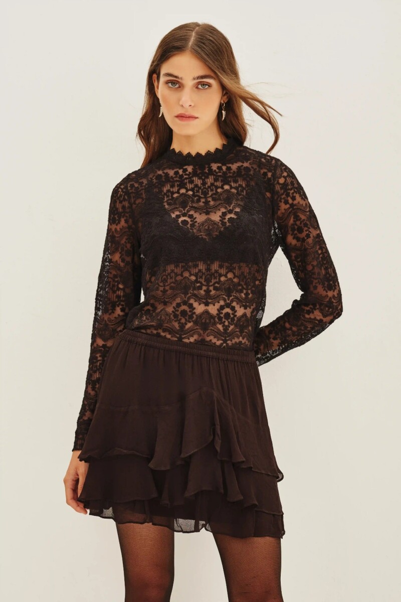 FALDA CHEETA PLAIN Negro