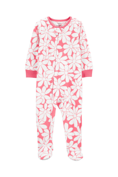 Pijama una pieza de micropolar, con pie, diseño floral. Talles 2-5T Sin color