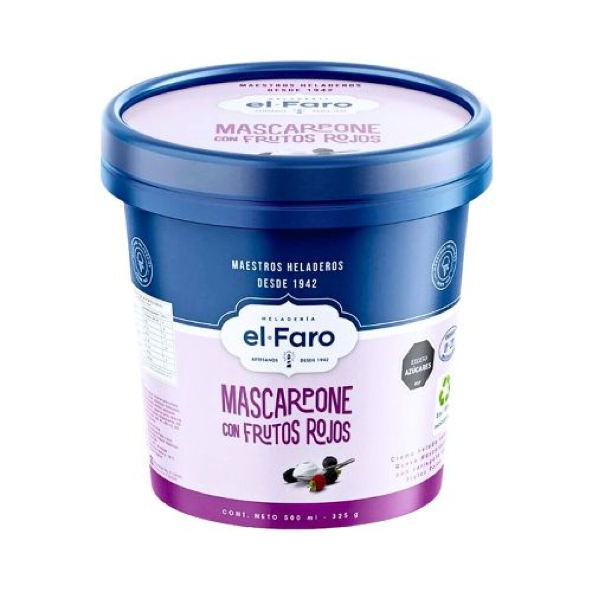 Helado El Faro Mascarpone c/Frutos Rojos - 500 ml 