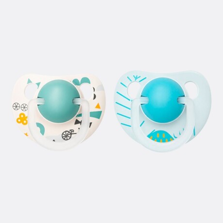 Set De Chupetes X2 0-18Meses Celeste/Verde