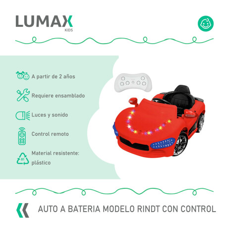 Auto a Batería Modelo Rindt con control remoto Rojo