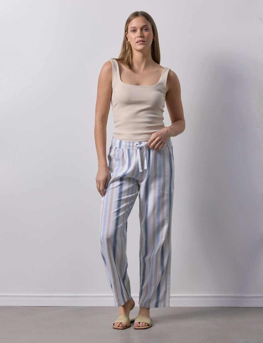 Pantalon Lino - Multi/blanco 