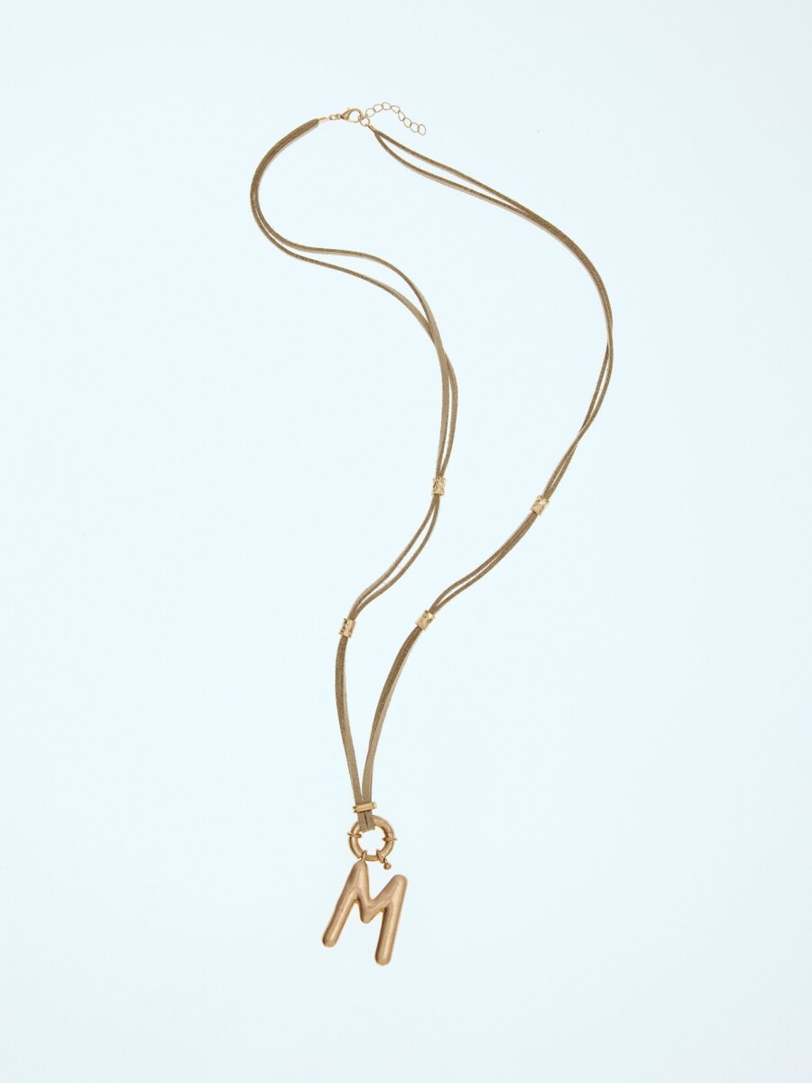 Collar De Cordón Con Letra beige