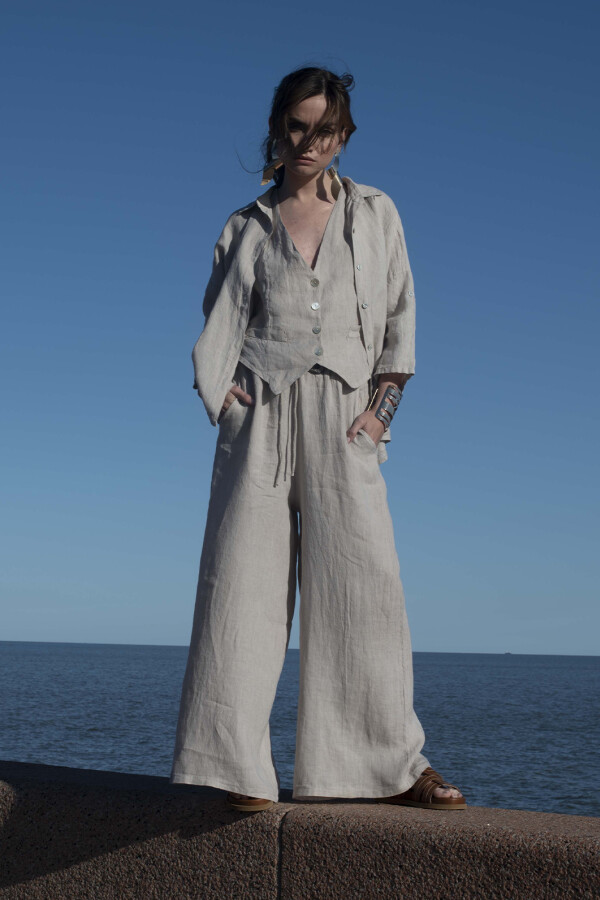 PANTALON LINO SET BEIGE