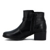 Country Bota Mujer De Cuero Tira Cruzada C/ Aplique Caña Baja Taco Cuadrado Negro