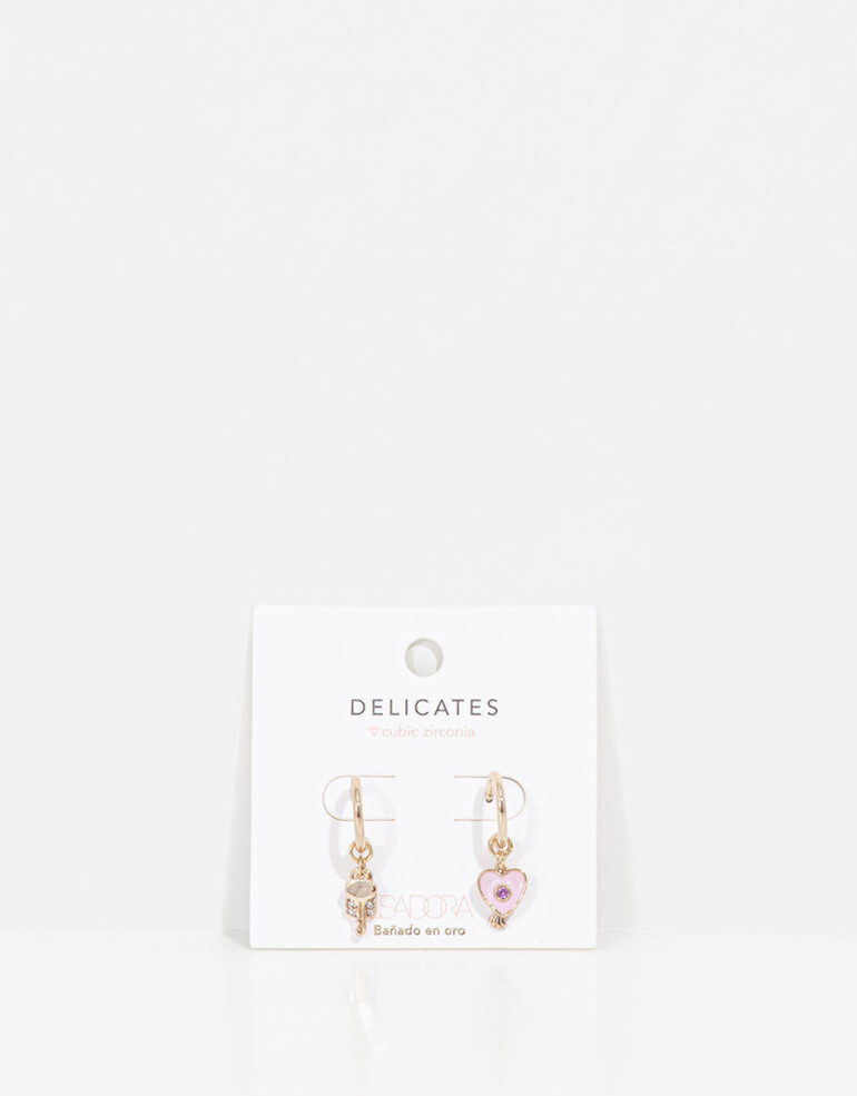 Aros Argollas Strass Argollas Con Dijes - Dorado