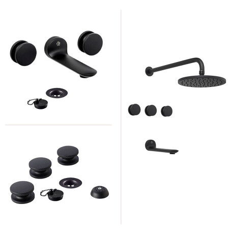 JUEGO DE GRIFERIA INCLUYE LAVATORIO DE PARED DUCHA Y BIDET NEGRO
