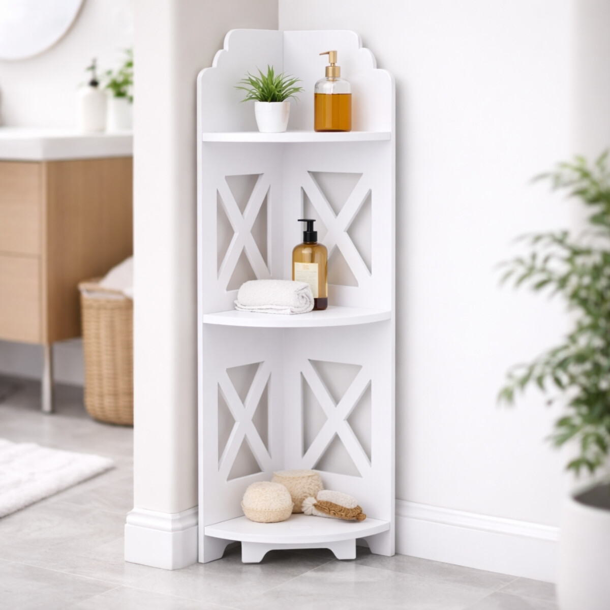 Esquinero de baño 3 estante - BLANCO 