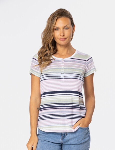 REMERA RAYADA DE ALGODÓN Blanco