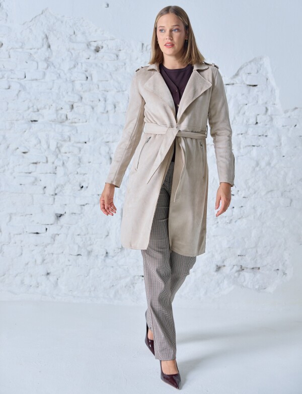 Chaqueta Larga Suede BEIGE