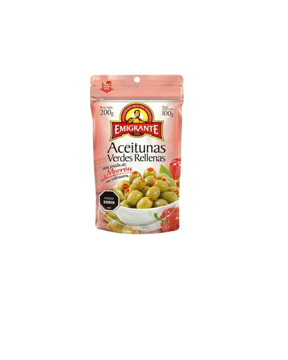 ACEITUNAS VERDES RELLENAS CON MORRÓN 200G 