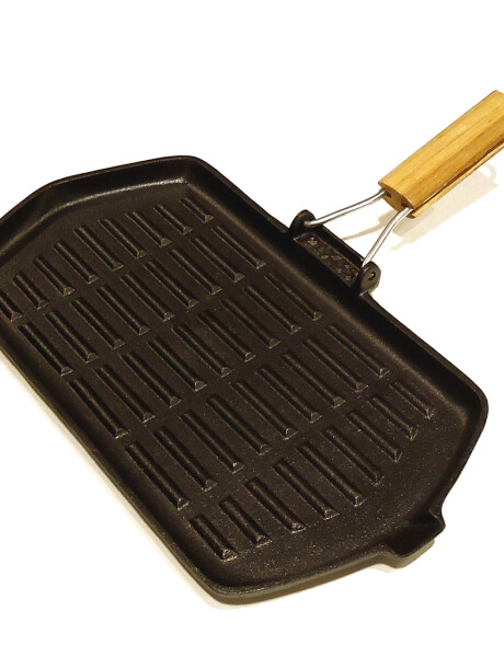 PLANCHA GRIL C/ MANGO MADERA HIERRO. 21x35CM PLANCHA GRIL C/ MANGO MADERA HIERRO. 21x35CM