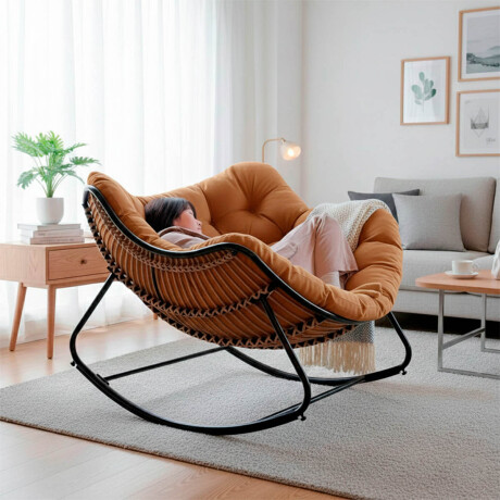 Silla Sillón Nido Mecedor Acolchado Grande Relax Marron