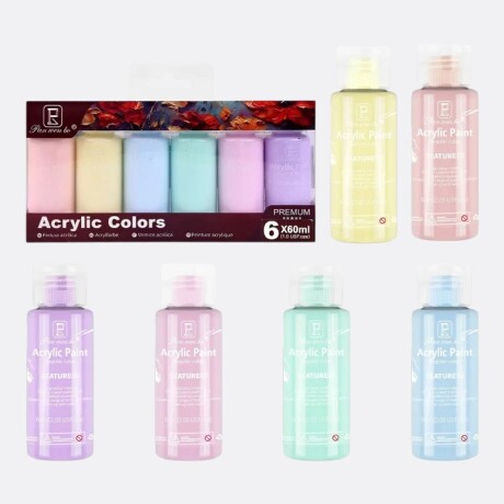 Set x6 Acrílicos Varios Colores Color Pastel