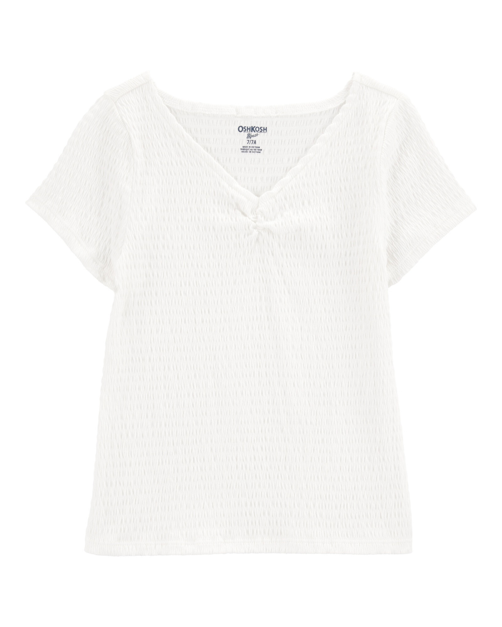 Remera de algodón, texturada, blanca Sin color