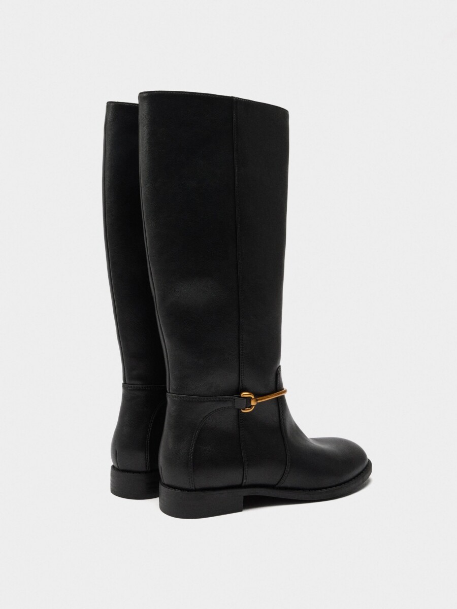 Botas Altas Con Detalle Metálico negro
