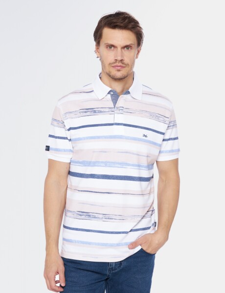 REMERA POLO RAYADA Coral